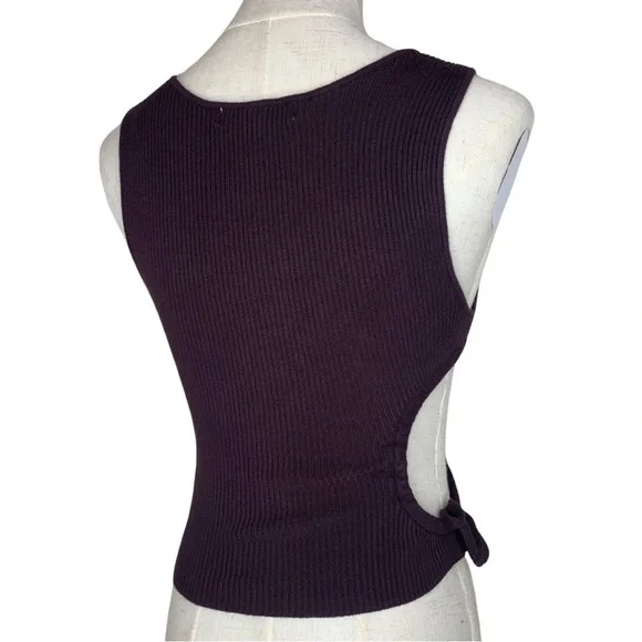 Urban Outfitters Brown Asymmetrical Ribbed Knit Side Cut Out Tank Top - Picture 10 of 16